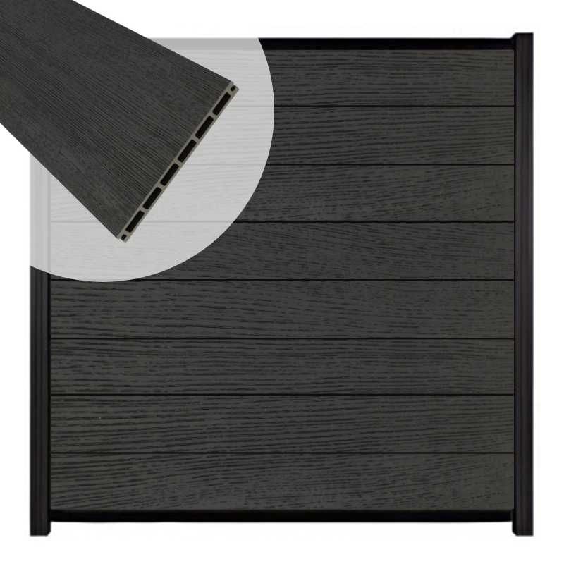 Zelfbouw schutting composiet co-ex Modular nero - zwart alu accessoires (180 x 180 cm)