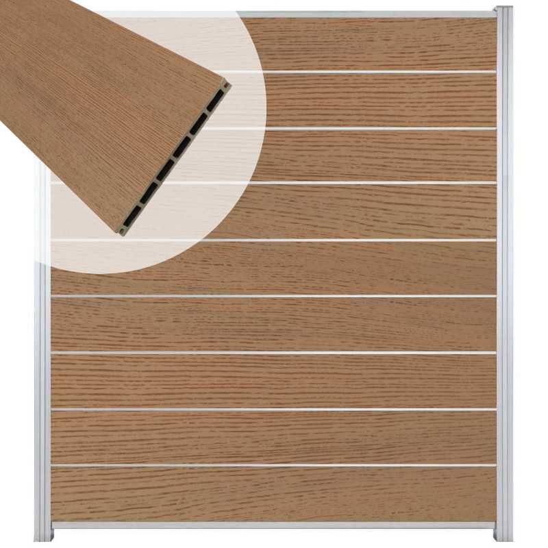 Zelfbouw schutting composiet co-ex Modular dark brown - blank alu accessoires (180 x 200 cm)