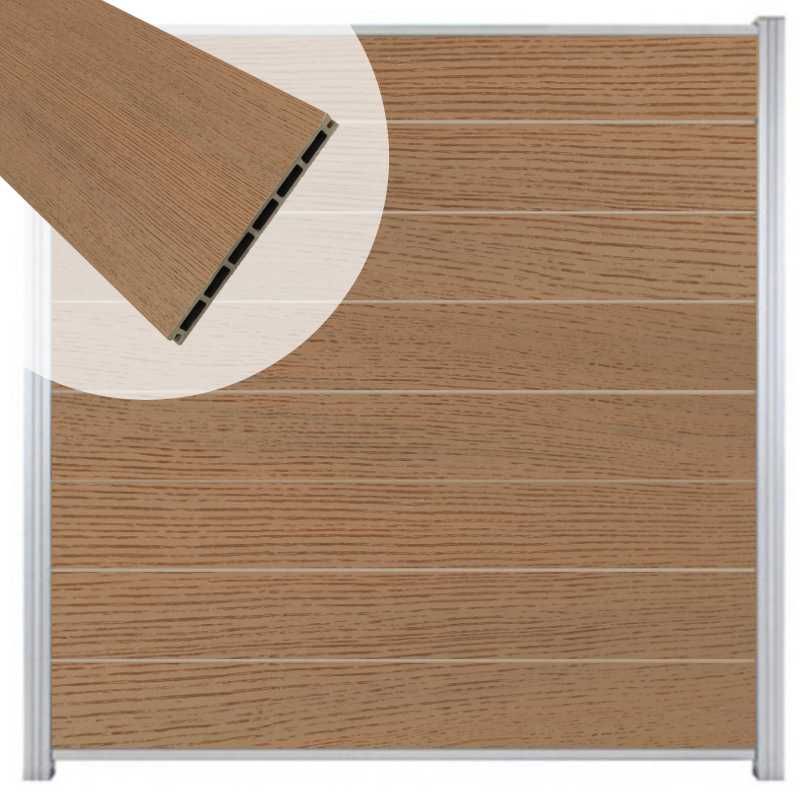 Zelfbouw schutting composiet co-ex Modular dark brown - blank alu accessoires (180 x 180 cm)