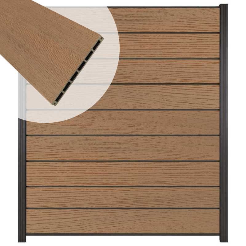 Zelfbouw schutting composiet co-ex Modular dark brown - antraciet alu accessoires (180 x 200 cm)