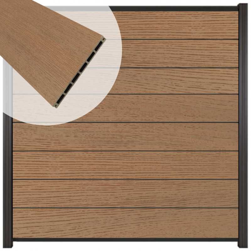 Zelfbouw schutting composiet co-ex Modular dark brown - antraciet alu accessoires (180 x 180 cm)