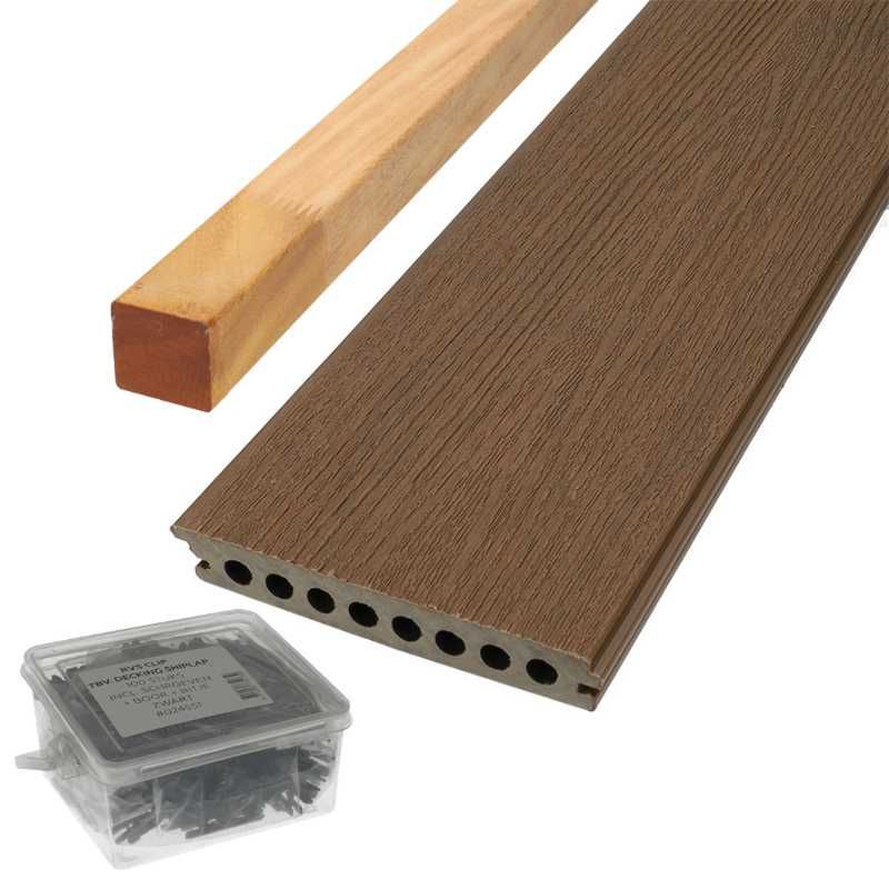 Vlonder totaalpakket composiet semi massief co-extrusie naadloos 2,1 x 14 cm Midnight Oak