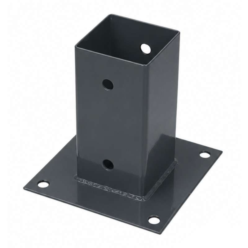 Paalhouder met voet verzinkt antraciet gepoedercoat (7,1 x 7,1 x 15 cm)