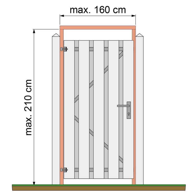 Tuindeurkozijn vuren met aanslaglat - redvision geïmpregneerd - max 160 cm - geschaafd