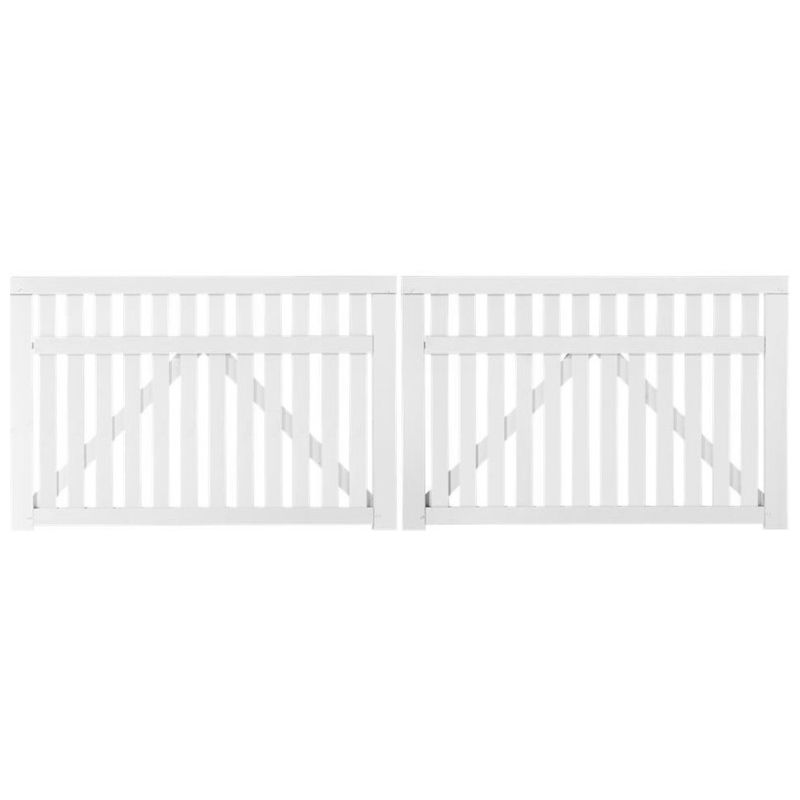 Dubbele poort vuren - Country recht wit (300 x 98 cm)