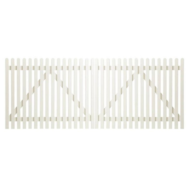 Dubbele poort vuren - Retro rechte poorten wit (300 x 120 cm)