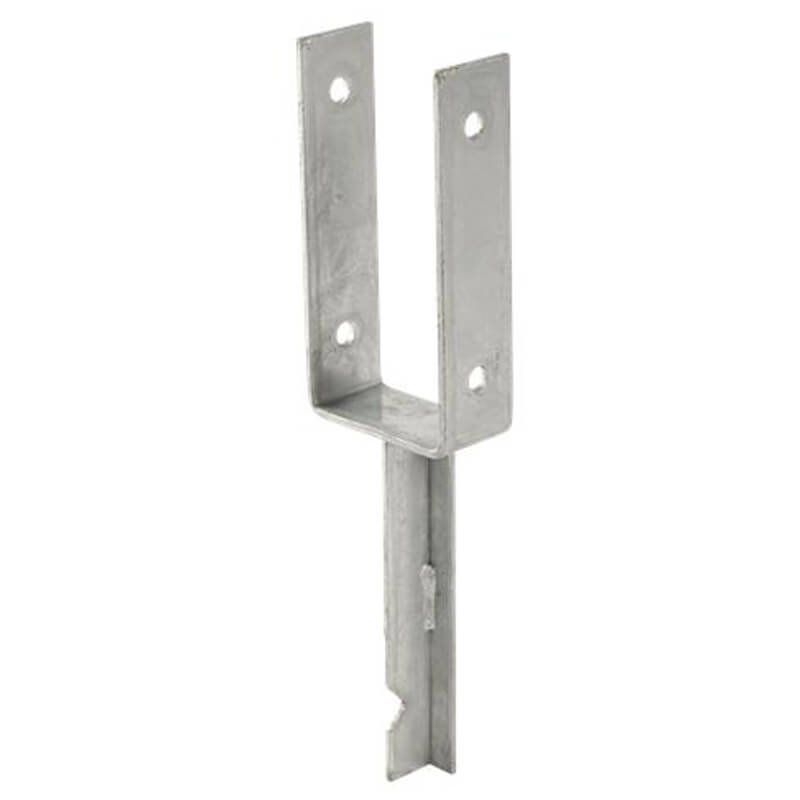 Paalhouder gepunt U gegalvaniseerd tbv tuinpaal van 9 x 9 cm - 40 cm