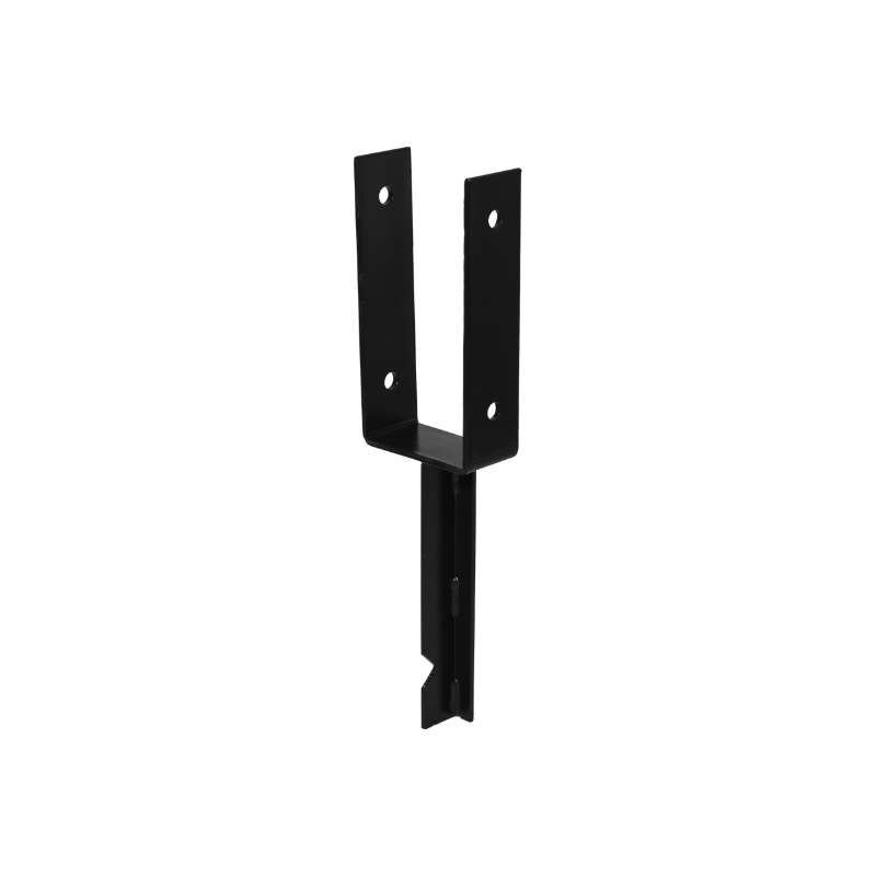 Paalhouder gepunt U gegalvaniseerd zwart tbv tuinpaal van 9 x 9 cm - 40 cm