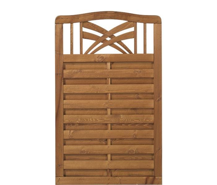 Schutting met doorkijk - Rondo toog teak geverfd (90 x 142/146 cm)