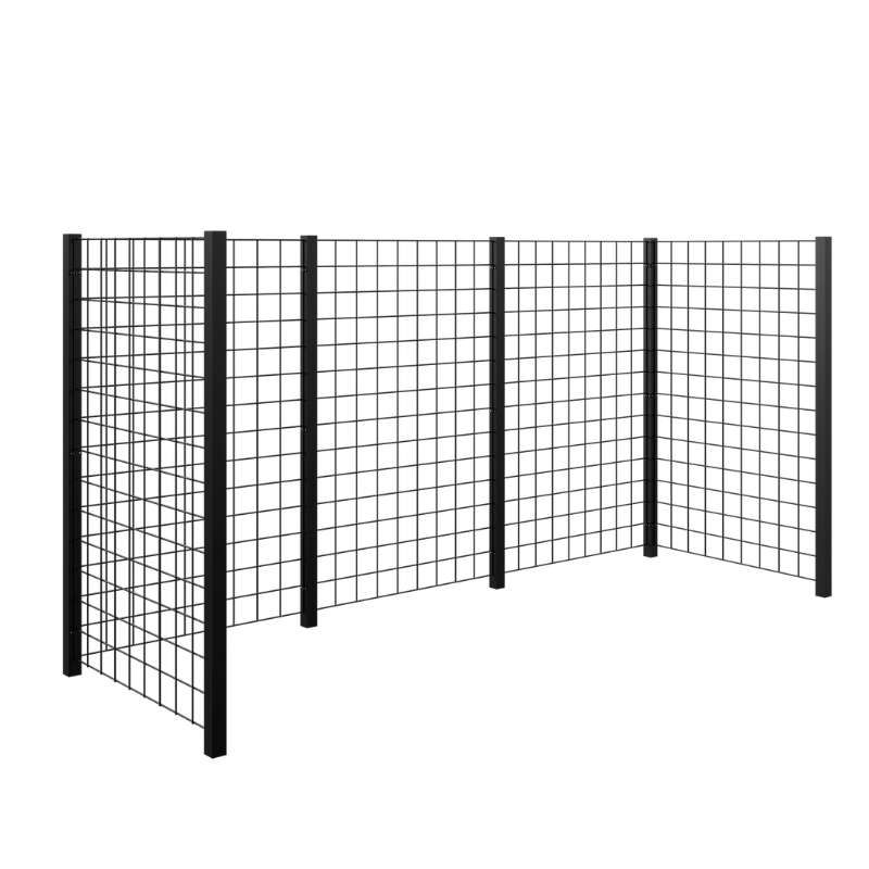 Containerscherm stalen traliewerk - zwart - 89 x 258 x 147 cm