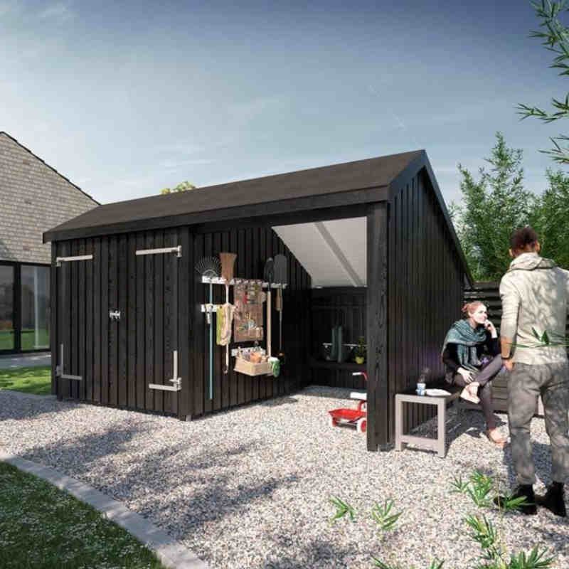 Multi tuinhuis dubbele deur / open 10,5 m2 onbehandeld compleet 248 x 432 x 250 cm - Type C