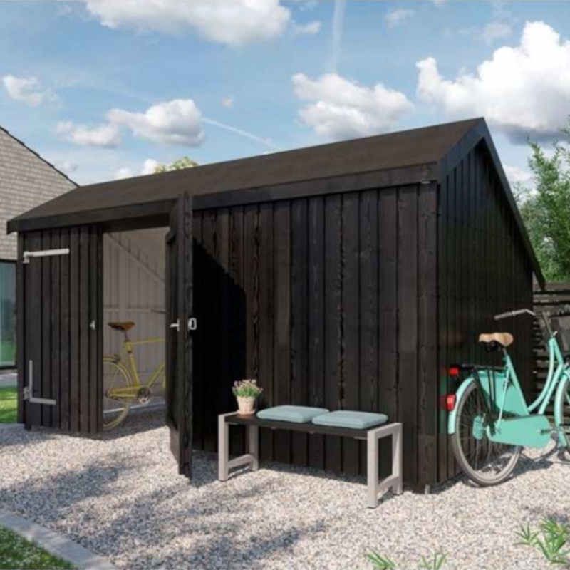 Multi tuinhuis met dubbele deur/ dicht 10,5 m2 onbehandeld 248 x 432 x 250 cm - Type A