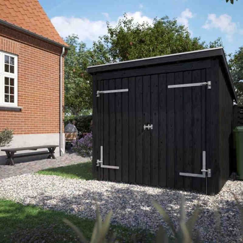 Gesloten berging dubbele deur 5 m2 onbehandeld 218 x 229 x 220 cm - Type A