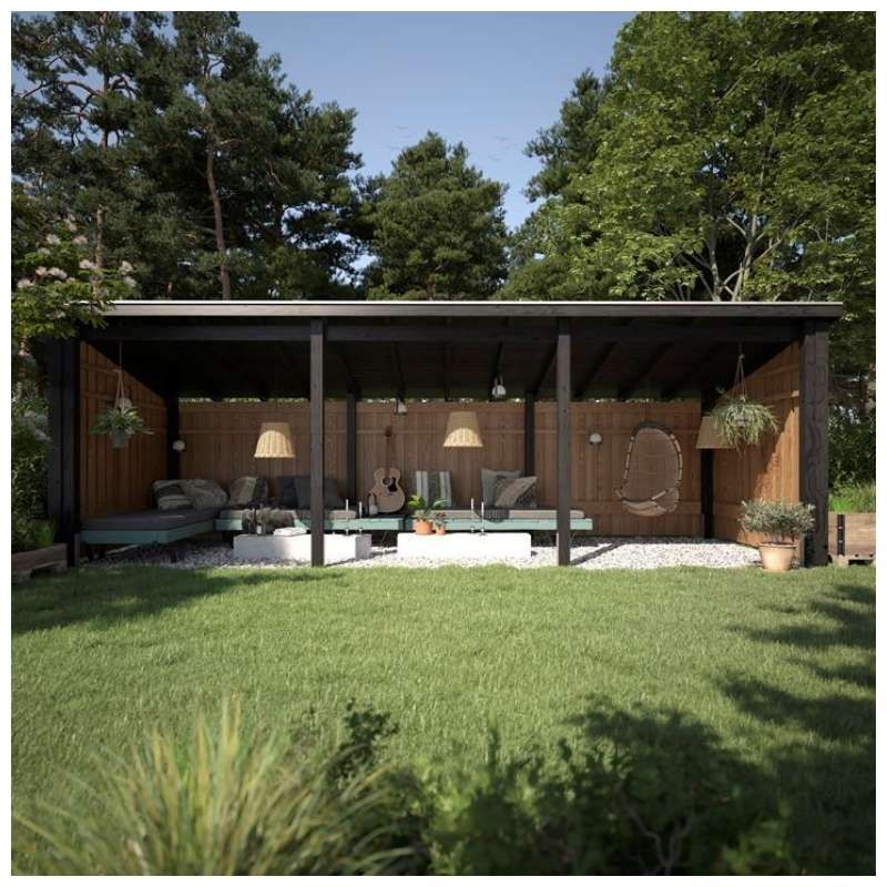 Multi tuinhuis open 14 m2 onbehandeld 218 x 635 x 220 cm - Type A