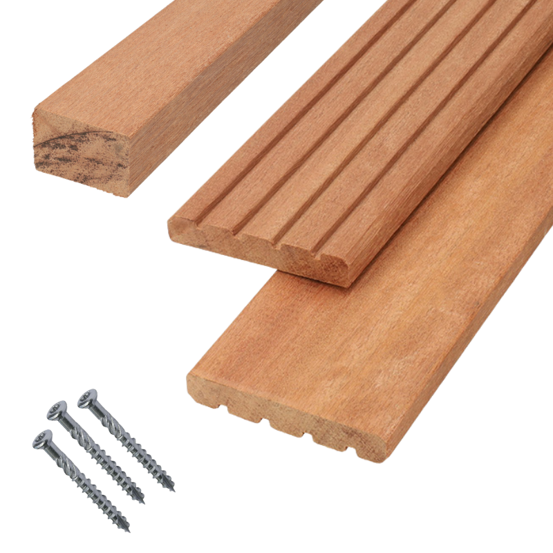 Vlonderplank totaalpakket hardhout Kapur 1,6 x 9 cm (185 cm) v-groef/vlak
