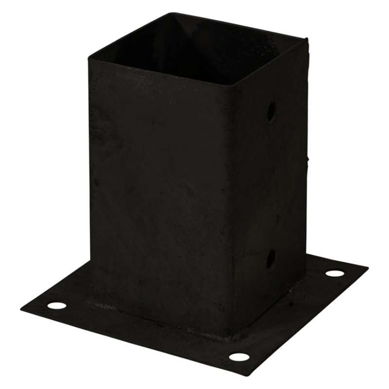Paalhouder met voet zwart tbv tuinpaal van 9 x 9 cm -  15 x 15 cm