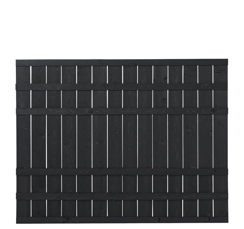 Schutting vuren - Rustik recht zwart (180 x 138 cm) ruw