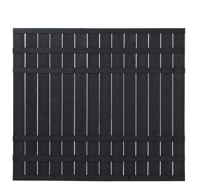 Schutting vuren - Rustik recht zwart (180 x 158 cm) ruw