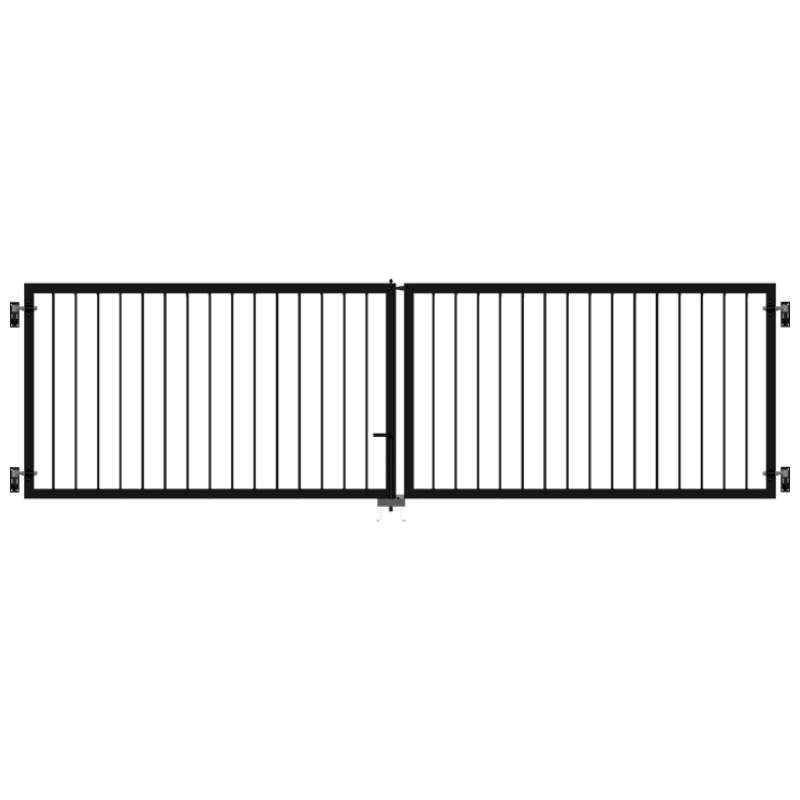 Dubbele tuinpoort met stalen spijlen zwart 300 x 85 cm