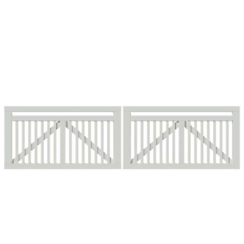 Dubbele tuinpoort vuren - Linea recht wit (300 x 80 cm)
