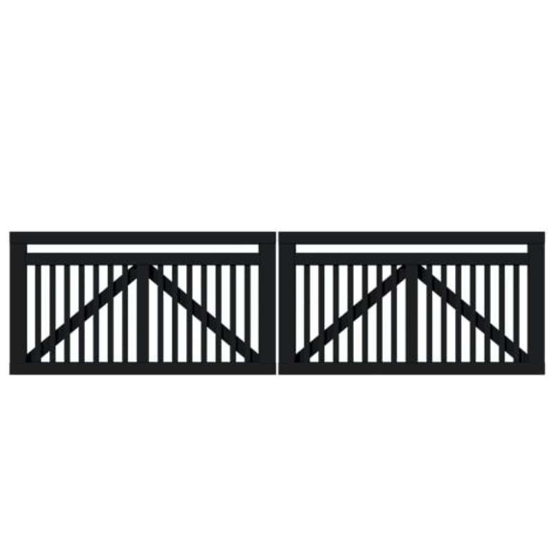 Dubbele tuinpoort vuren - Linea recht zwart (300 x 80 cm)