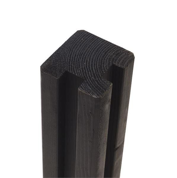 Hoekpaal rabatsysteem vuren - 9 x 9 cm zwart geschaafd