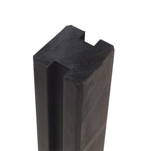 Tussenpaal rabatsysteem vuren - 9 x 9 cm zwart geschaafd