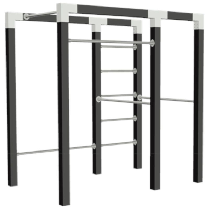 Outdoor fitnesstoestel zwart hout - model 2