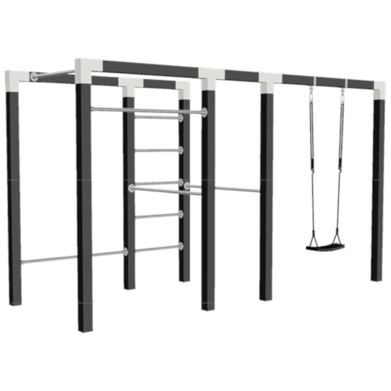 Outdoor fitnesstoestel zwart hout - model 3