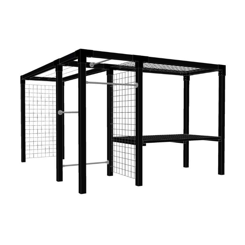Pergola hout met tafel, fitness en waslijn - 369/297 x 108 x 208 cm