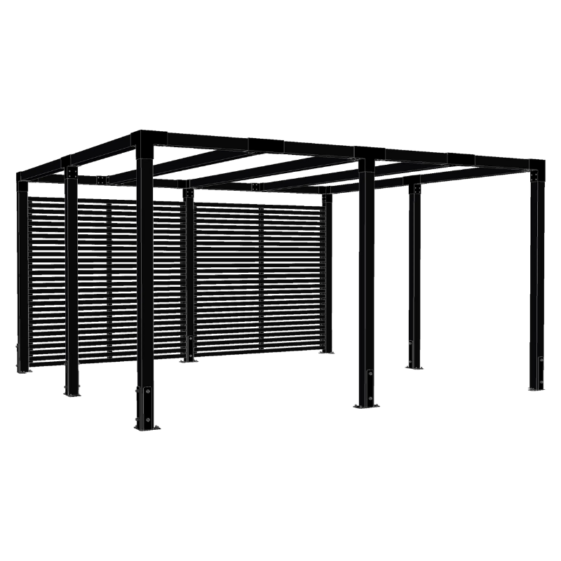 Pergola hout vierkant met tuinschermen - 387 x 387 x 217 cm