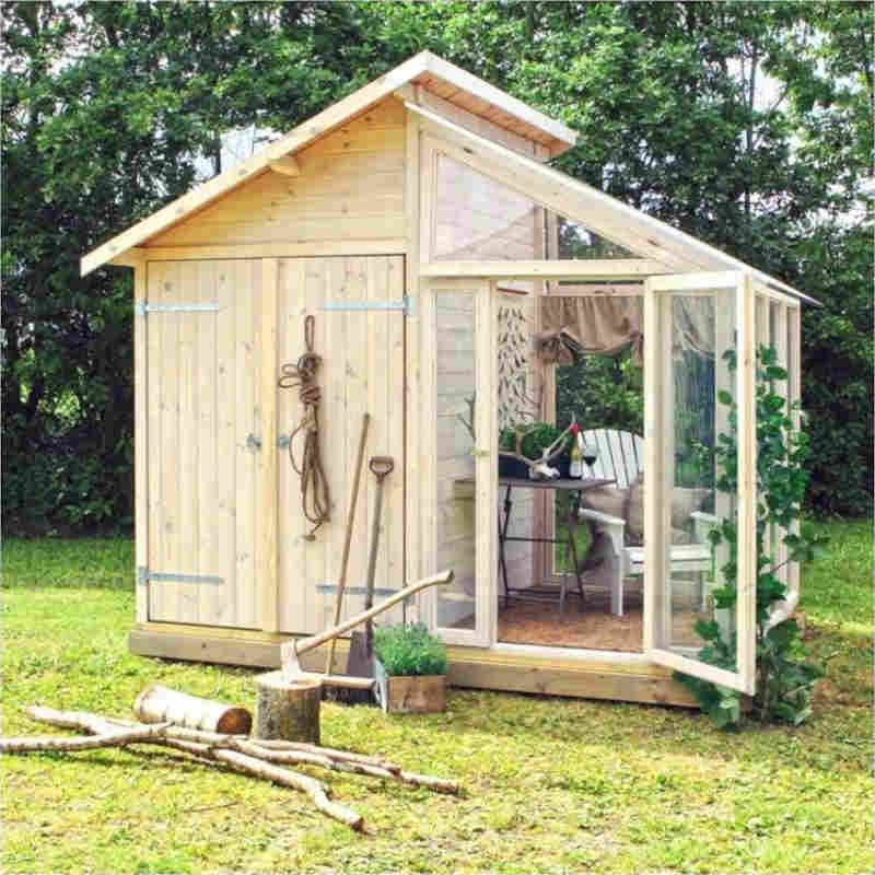 Tuinhuis met serre 6,6 m2 onbehandeld 316 x 208 x 285 cm