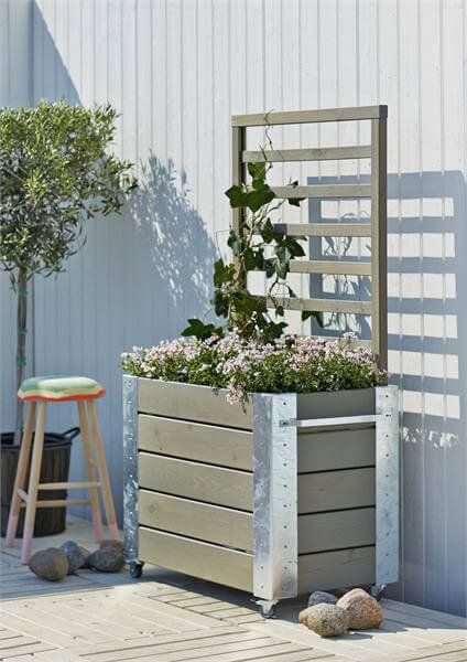 Plantenbak vuren geïmpregneerd - Cubic roomdivider grijsbruin 87 x 50 x 155 cm
