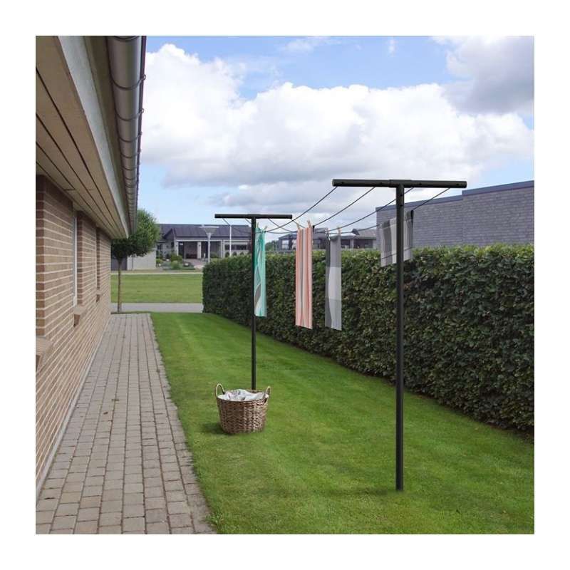 Droogrek verzinkt staal - incl. waslijn gepoedercoat zwart 450 x 80 x 235 cm