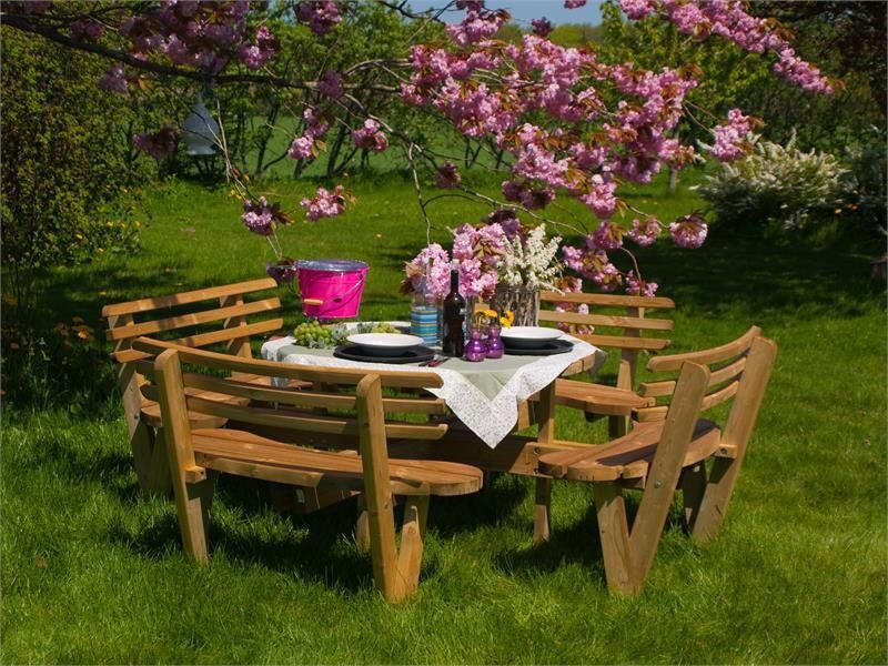 Plus Danmark picknicktafel vuren geimpregneerd - Kombi - rond met