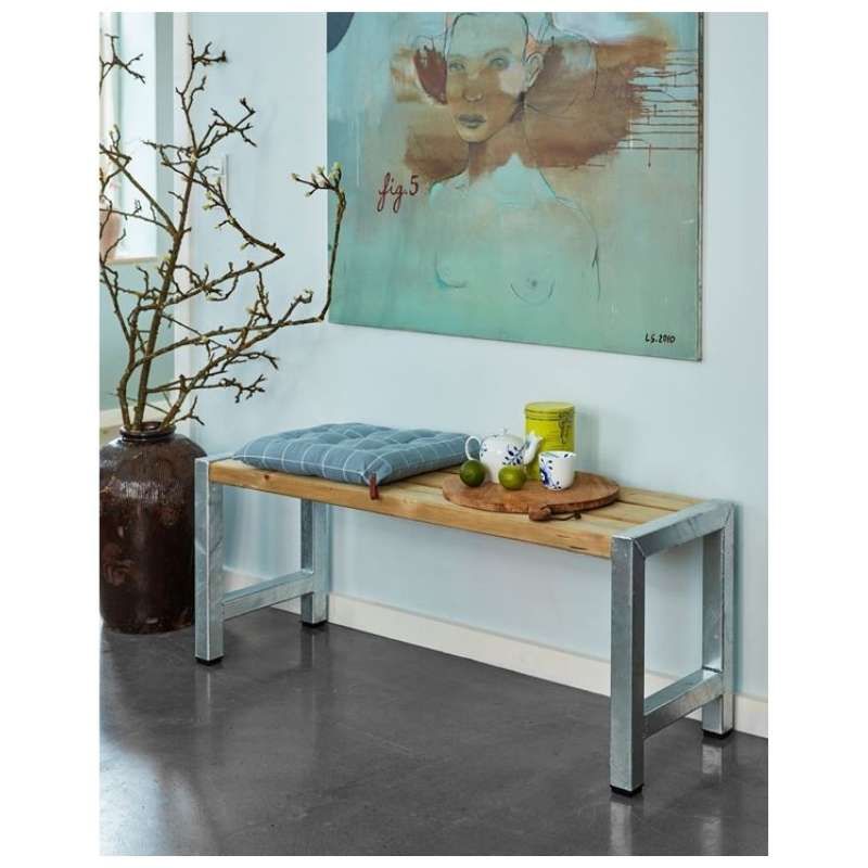 Tuinbank vuren Café - Hout & Staal geimpregneerd - 38 x 127 x 45 cm