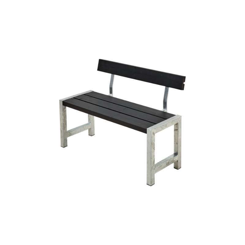 Tuinbank vuren Café - Hout & Staal gegrond zwart met rugleuning - 50 x 127 x 75 cm