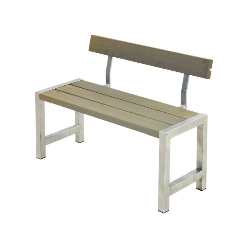 Tuinbank vuren Café - Hout & Staal gegrond grijsbruin met rugleuning - 50 x 127 x 75 cm