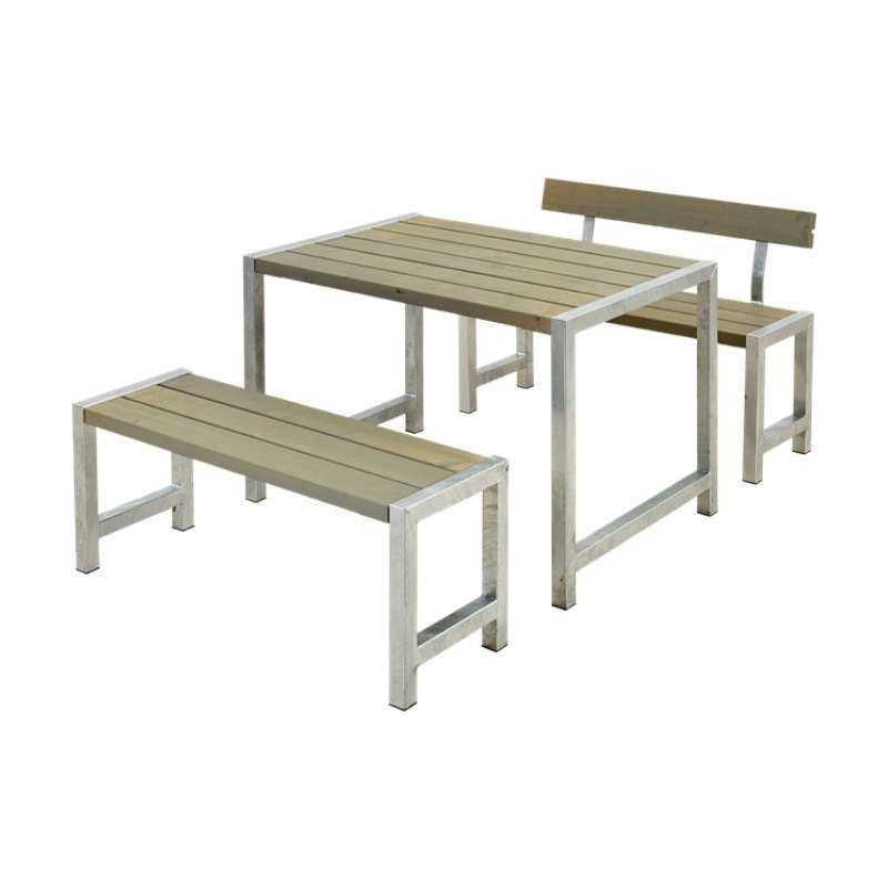 Tuinset vuren Café - Hout & Staal gegrond grijsbruin 1 rugleuning - 185 x 127 x 75 cm