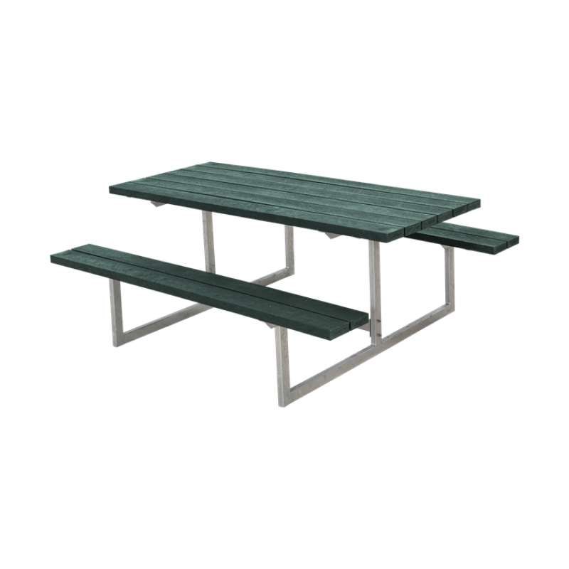 Picknicktafel gerecycled kunststof - Basic - groen - 160 x 177 x 73 cm