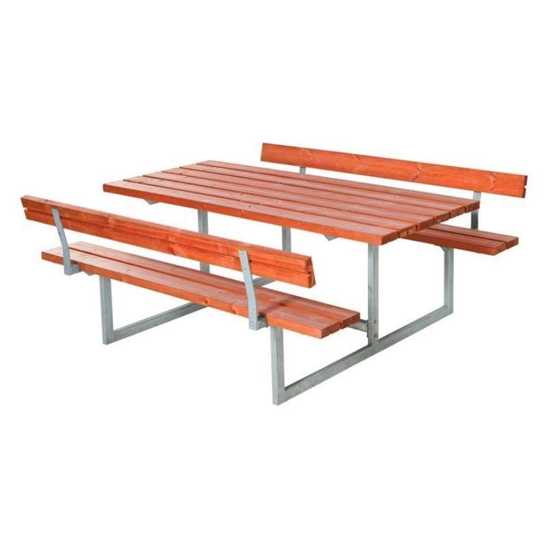 Picknicktafel vuren geimpregneerd - Basic - gegrond teak 2 rugleuningen - 184 x 177 x 75 cm