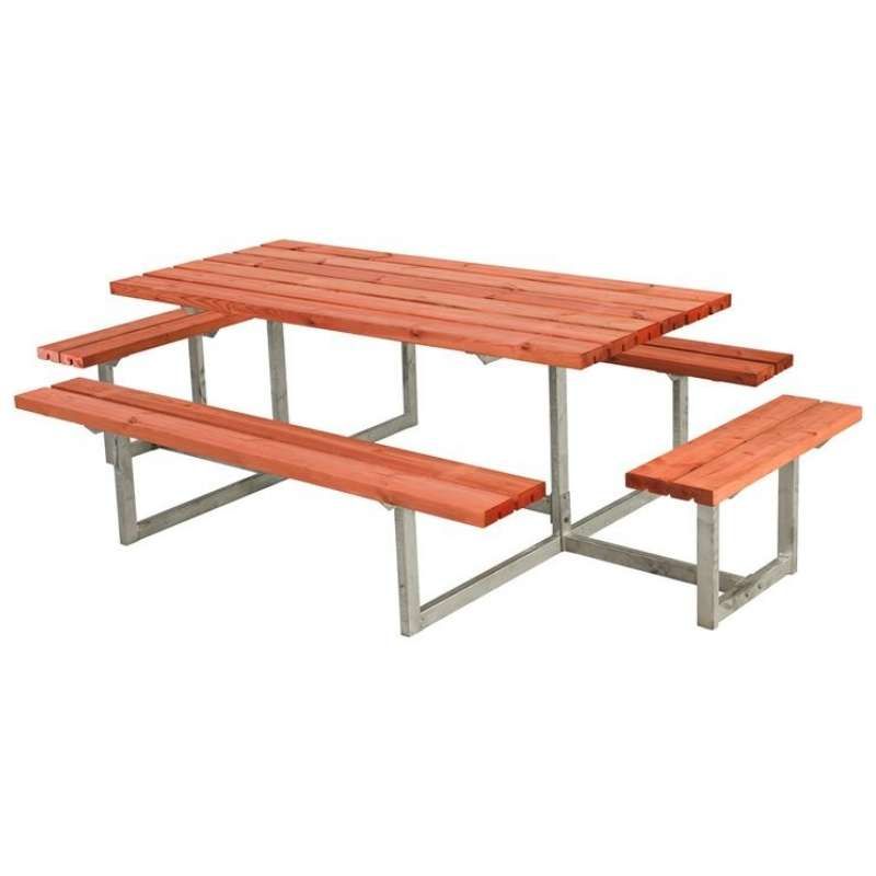 Picknicktafel vuren geimpregneerd - Basic - gegrond teak 4 banken - 160 x 260 x 73 cm