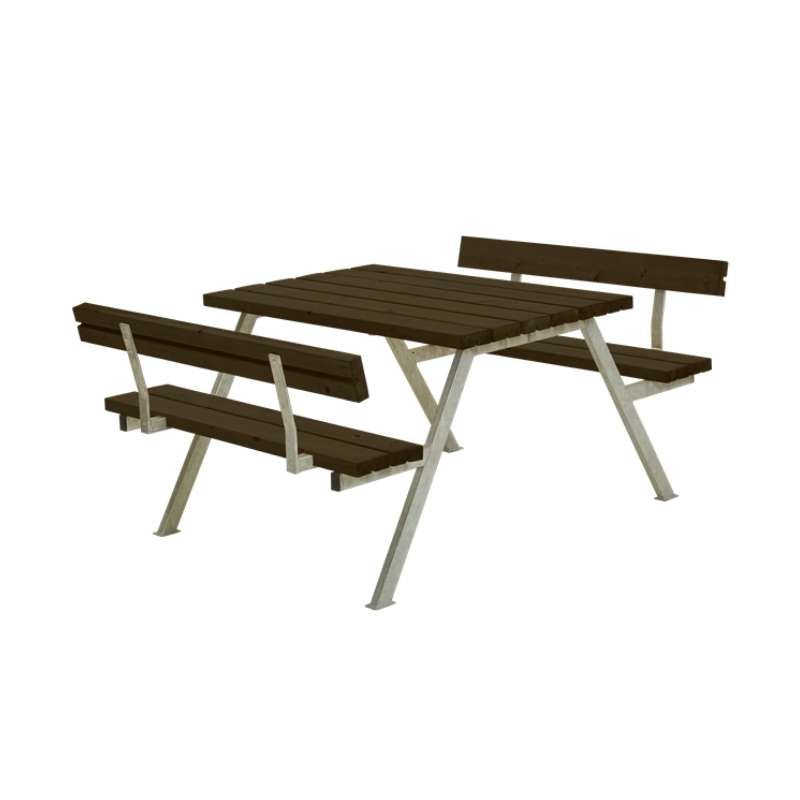 Picknicktafel vuren gegrond zwart - Alpha 2 rugleuning 185 x 118 x 76 cm