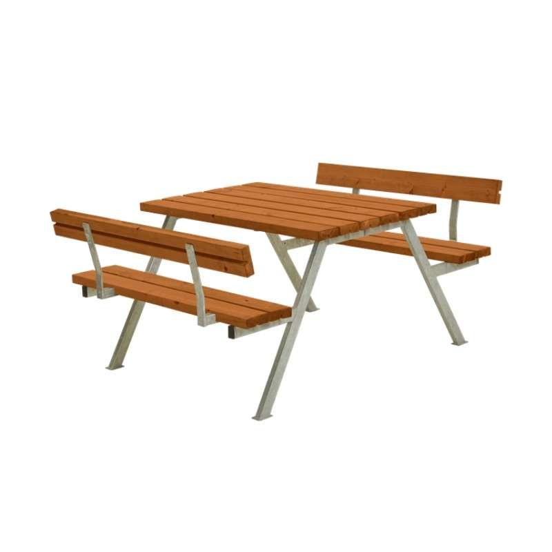 Picknicktafel vuren gegrond teak - Alpha 2 rugleuning 185 x 118 x 76 cm