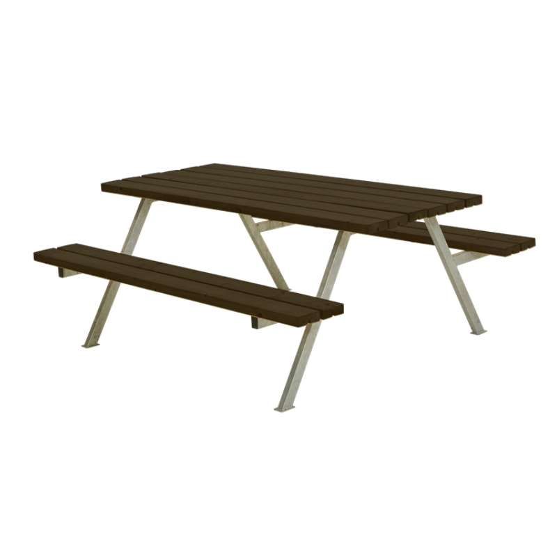 Picknicktafel vuren gegrond zwart - Alpha 161 x 177 x 73 cm