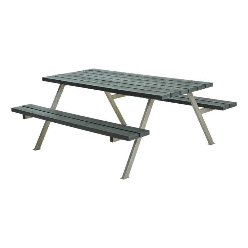 Picknicktafel gerecycled kunststof grijs - Alpha 161 x 177 x 73 cm