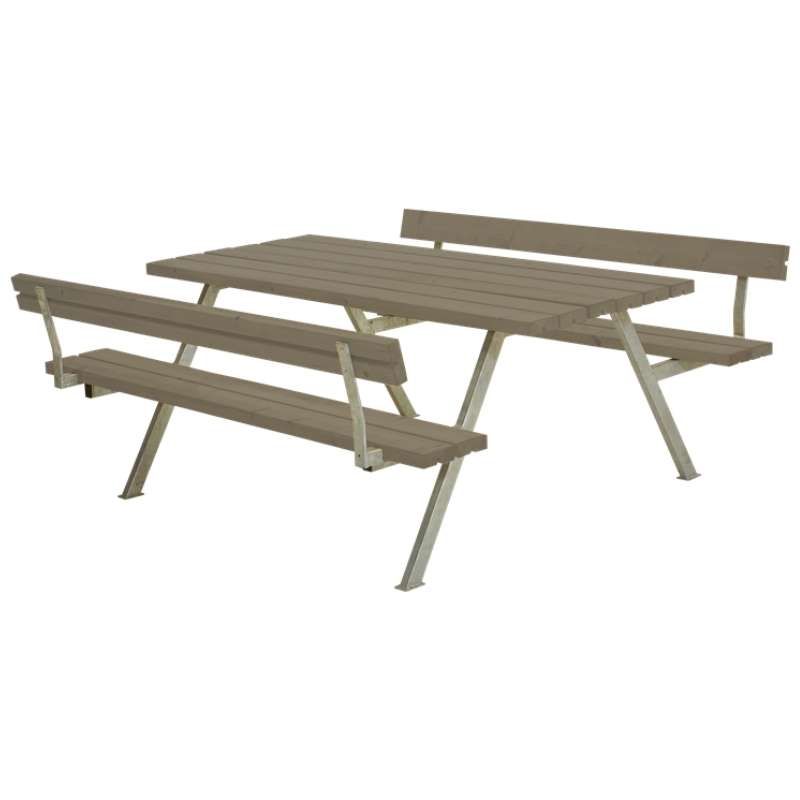 Picknicktafel vuren gegrond grijsbruin - Alpha 2 rugleuning 185 x 177 x 76 cm