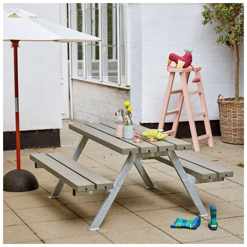Kinderpicknicktafel vuren gegrond grijsbruin - Alpha 118 x 118 x 57 cm