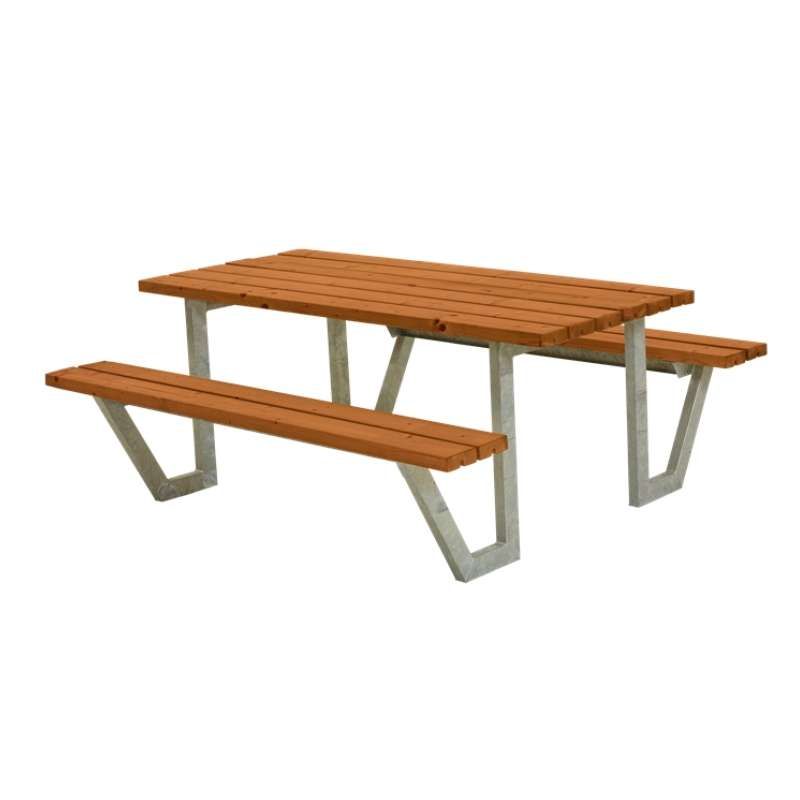 Picknicktafel vuren gegrond teak - Wega 161 x 177 x 73 cm