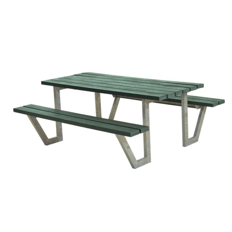 Picknicktafel gerecycled kunststof groen - Wega 161 x 177 x 73 cm